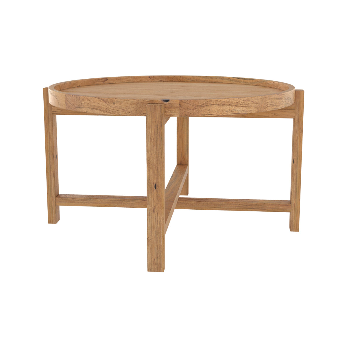 Table basse ronde en bois de teck recyclé D70 cm - KOUMA, MAISON PAVANE