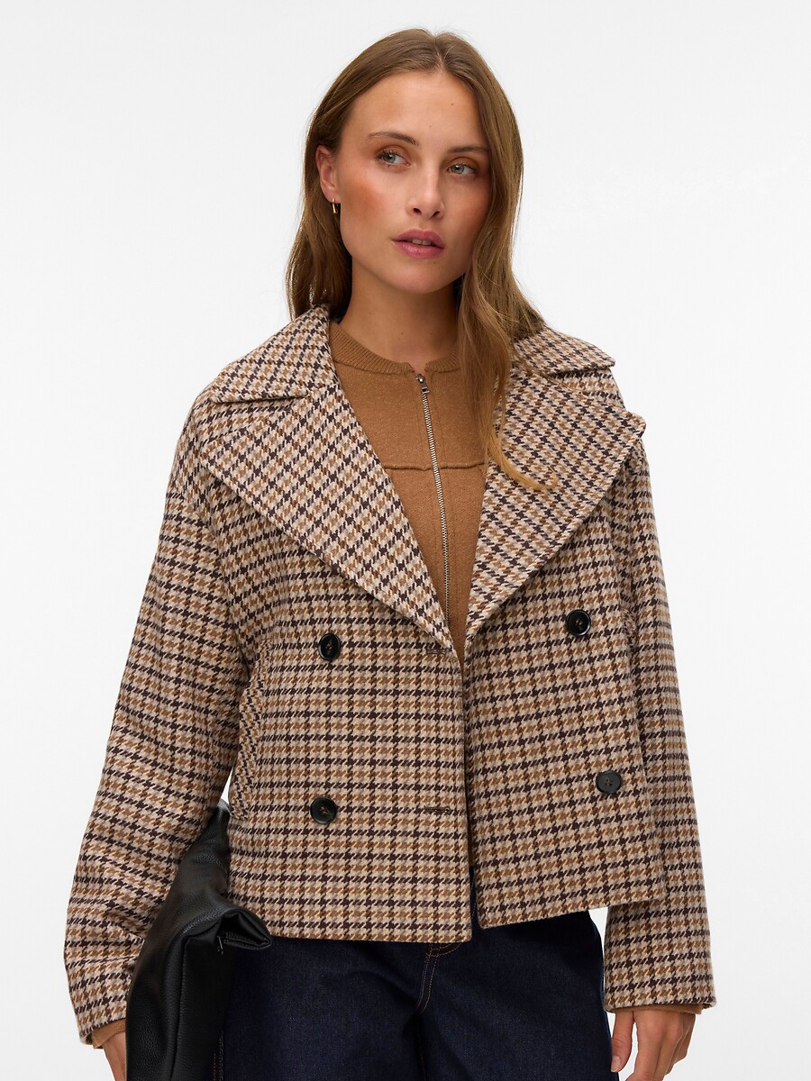 Manteau court à carreaux, VERO MODA