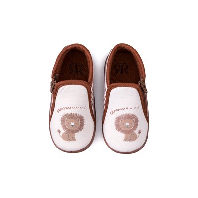 Kids Lion Print Slippers with Zip Fastening LA REDOUTE COLLECTIONS