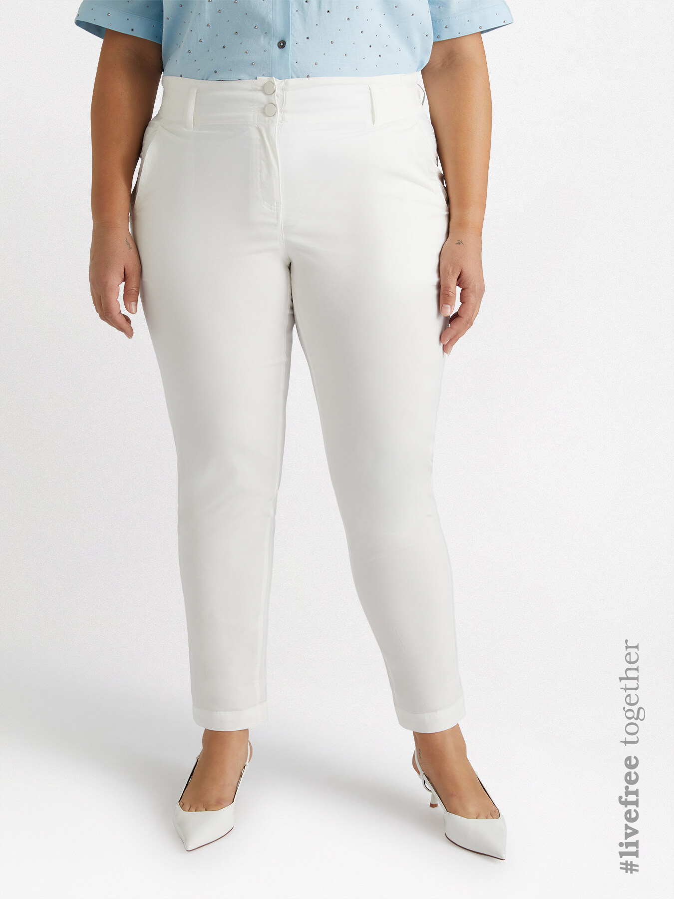Pantalon en coton extensible et lyocell, FIORELLA RUBINO