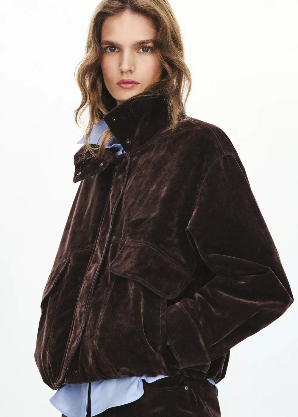 Veste floquée à col cheminée, MANGO