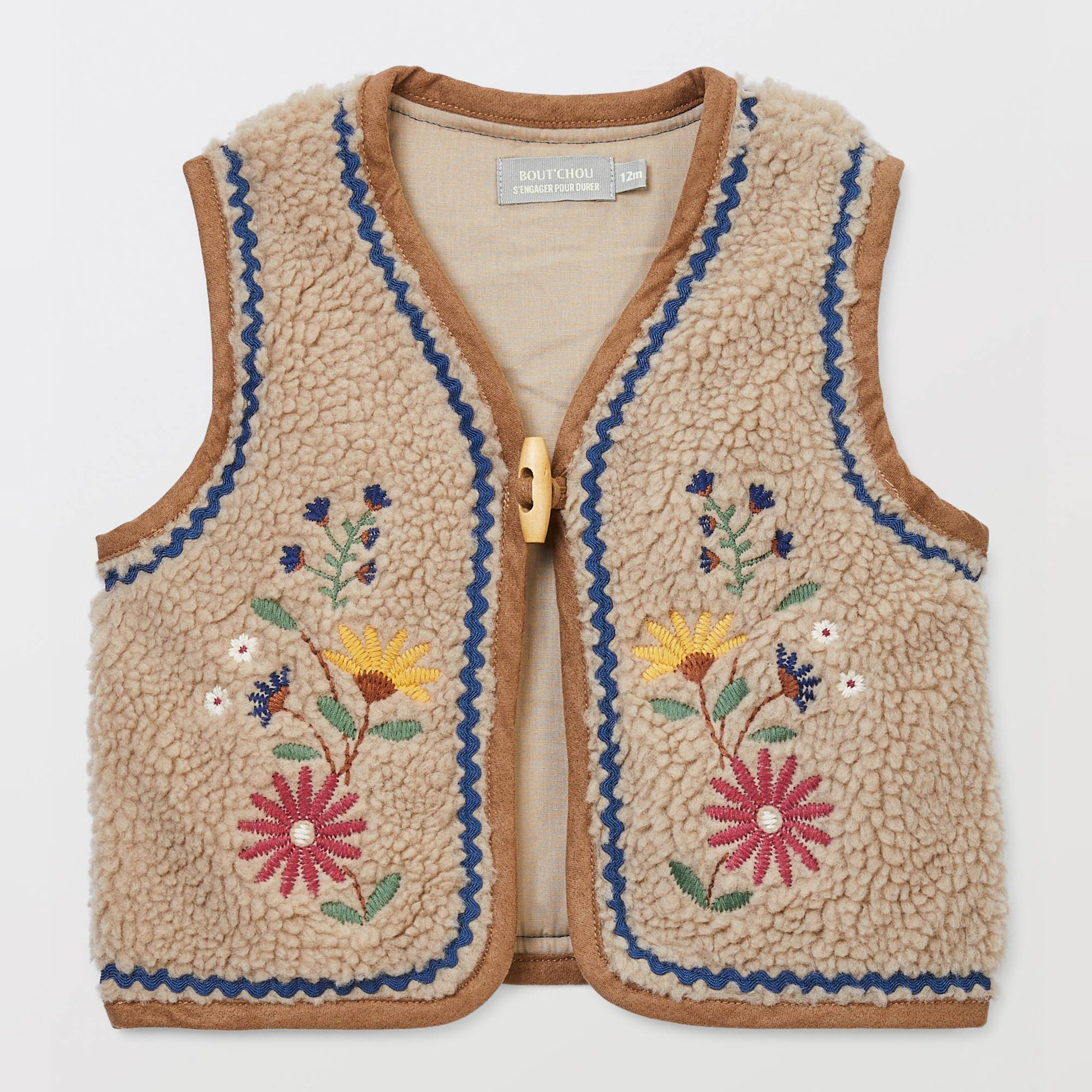 Gilet sans manches en sherpa brodé, BOUT'CHOU