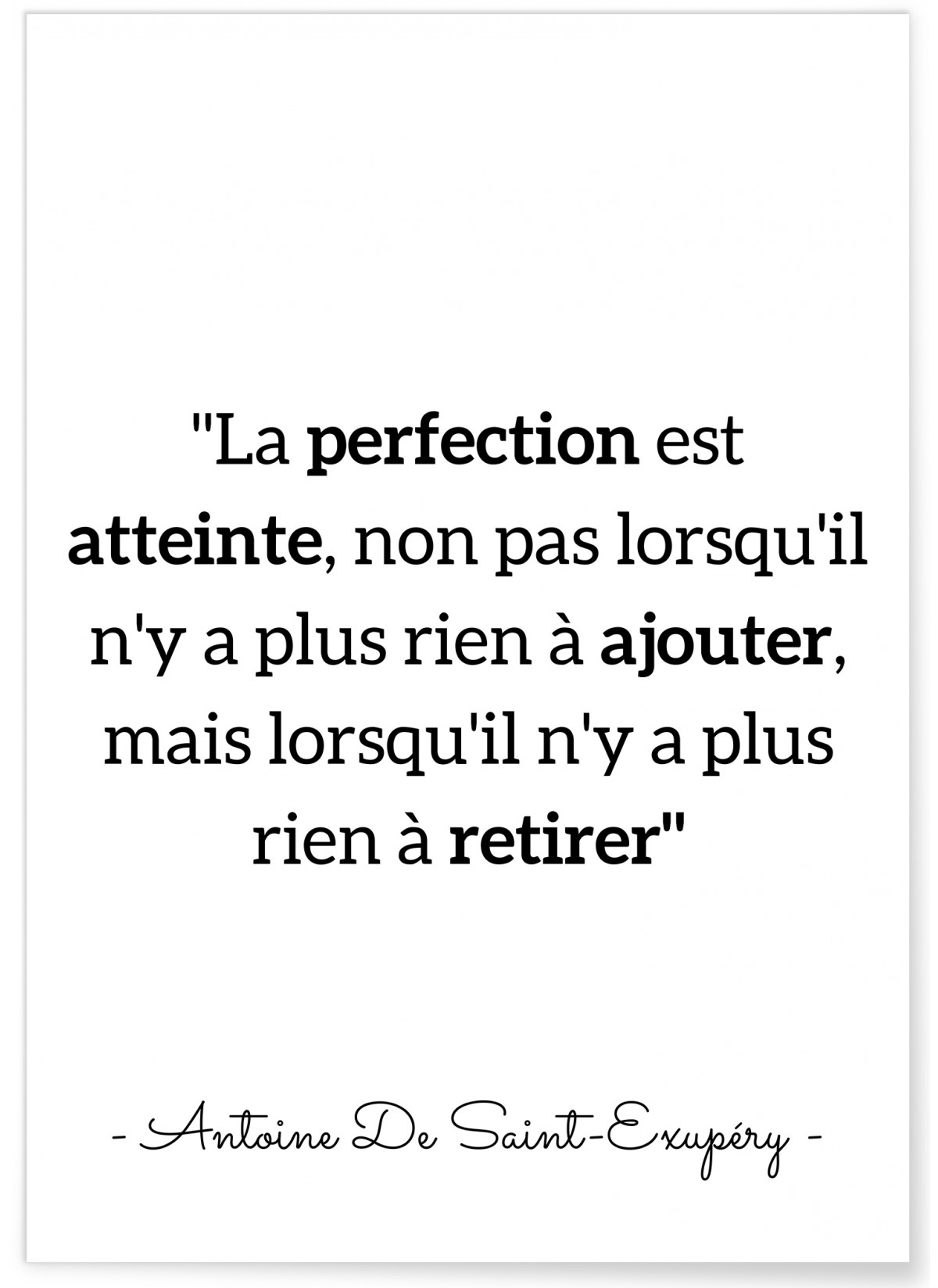 Affiche Antoine Saint-Exupéry : 'La perfection est atteinte...', L'AFFICHERIE