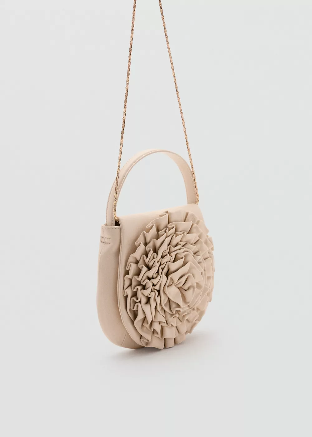 Sac à main en cuir fleur relief, MANGO