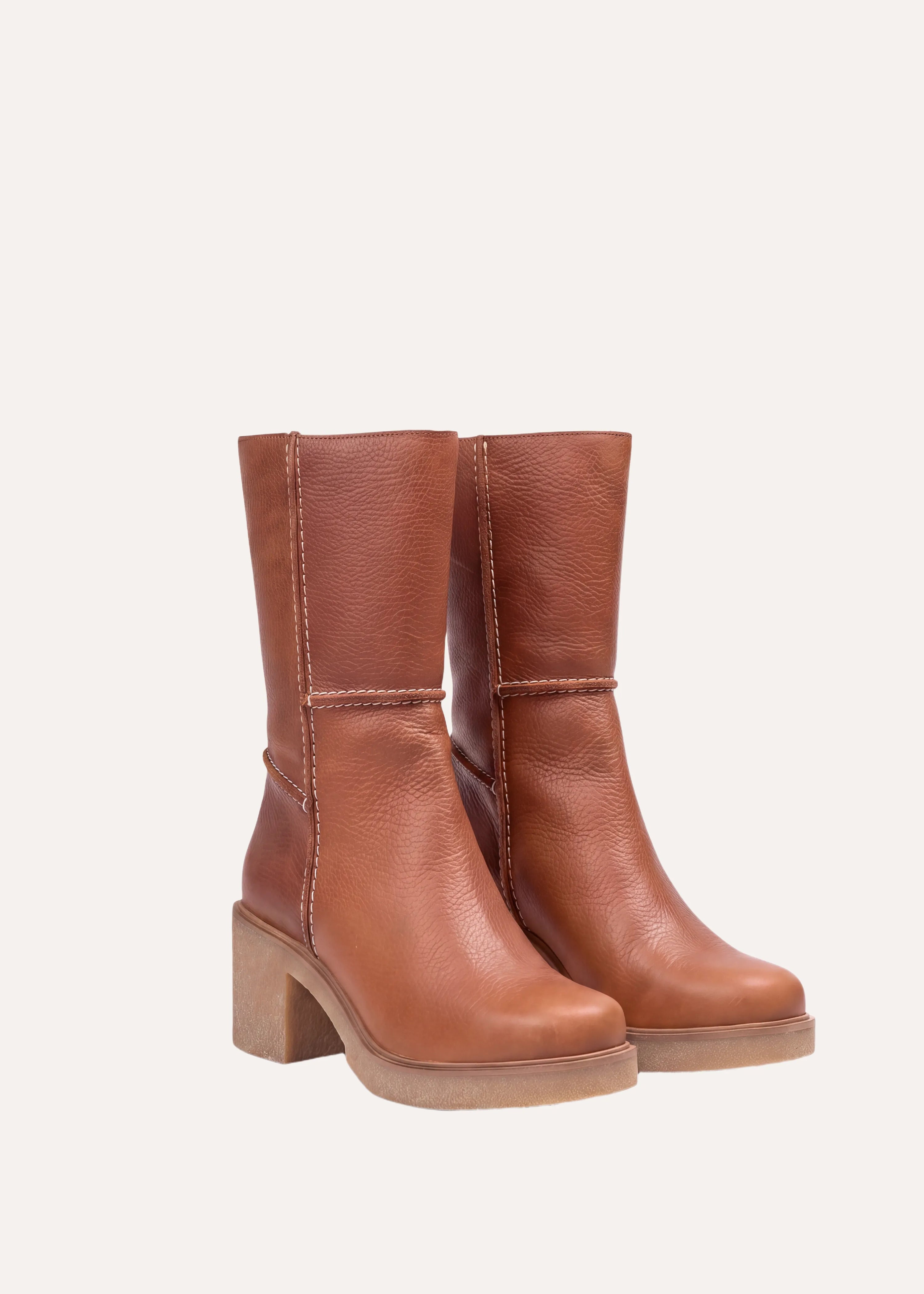 Bottines mi-mollet en cuir, LA FEE MARABOUTEE