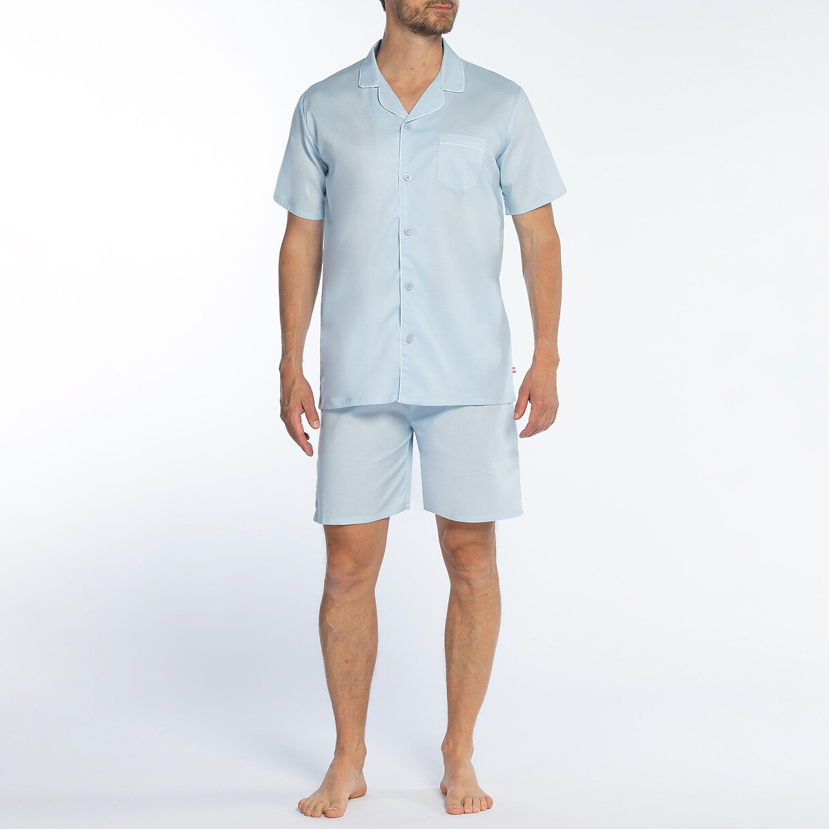 Cotton Short Pyjamas with Shirt Collar