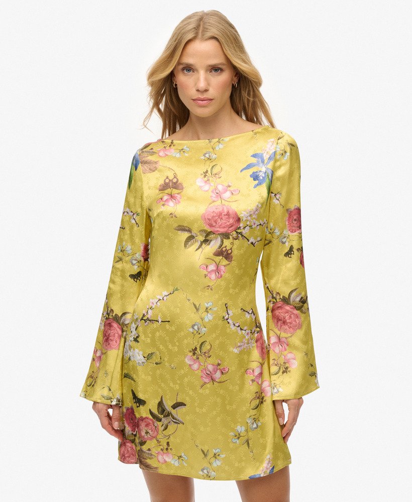 Robe Mini à Manches Évasées Jacquard, SUPERDRY