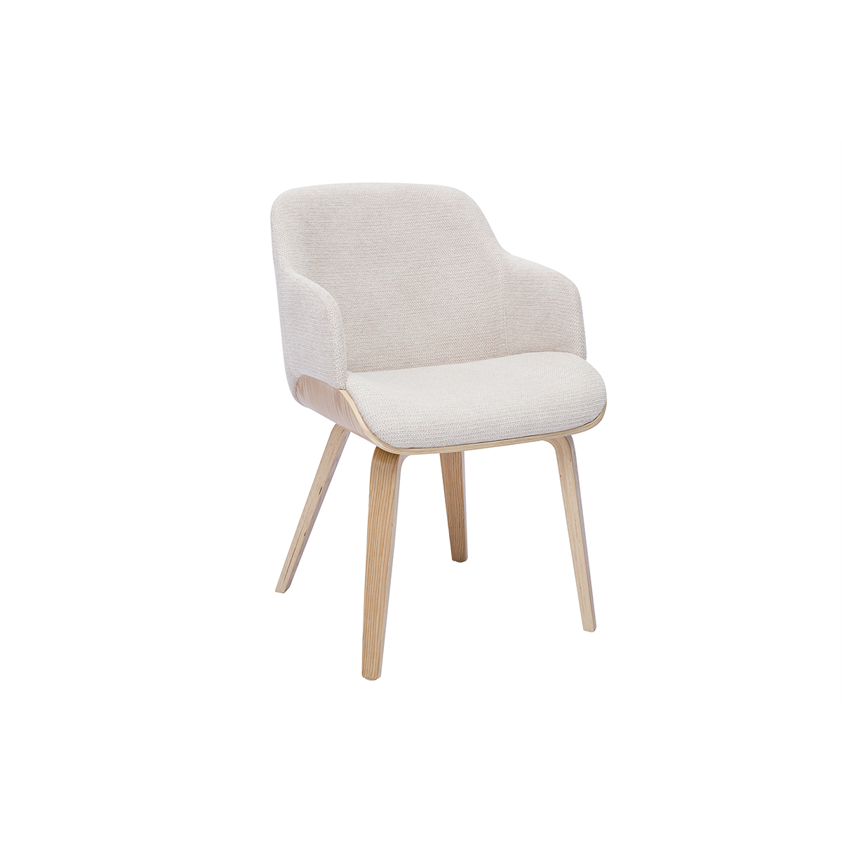 Chaise en tissu chenille beige et bois clair EARL, MILIBOO