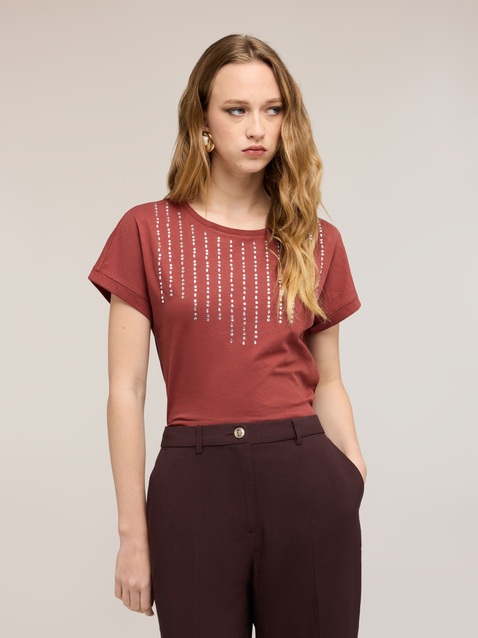 T-shirt avec applications de strass, MOTIVI