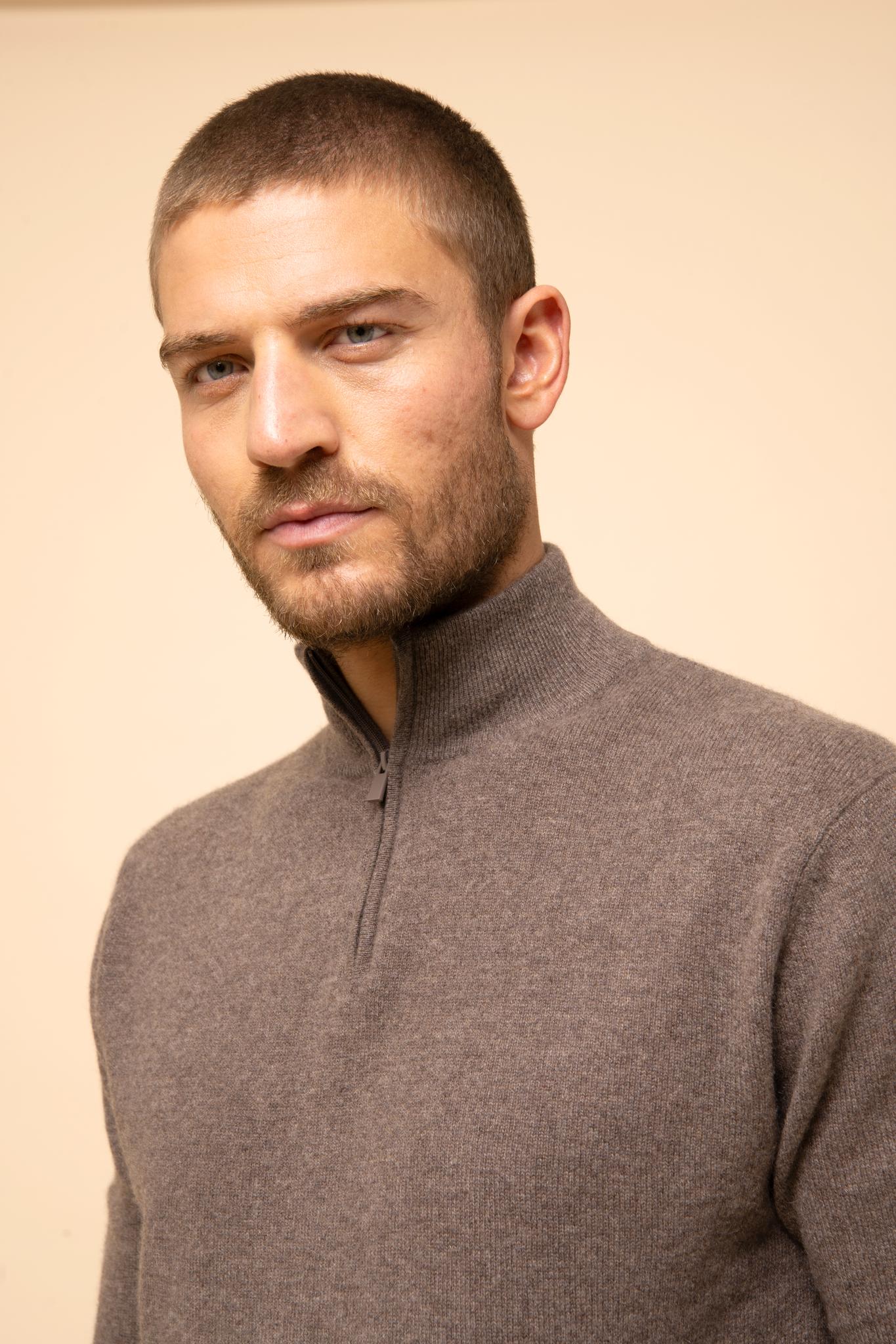 Pull Camionneur Taupe Chiné Bradley, JUST CASHMERE
