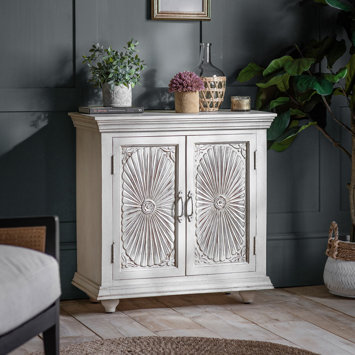 Carved wood store sideboard