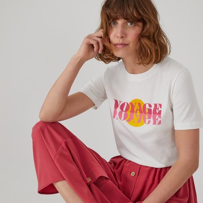 Printed Cotton T-Shirt with Crew Neck LA REDOUTE COLLECTIONS