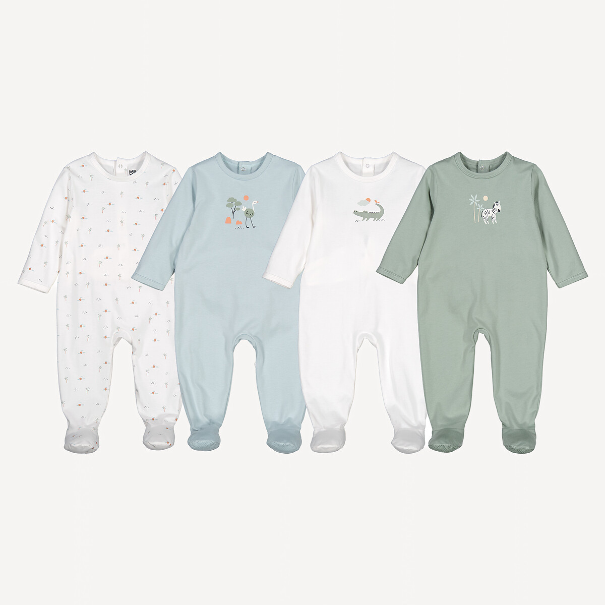 Set van 4 pyjama's, dierenprint