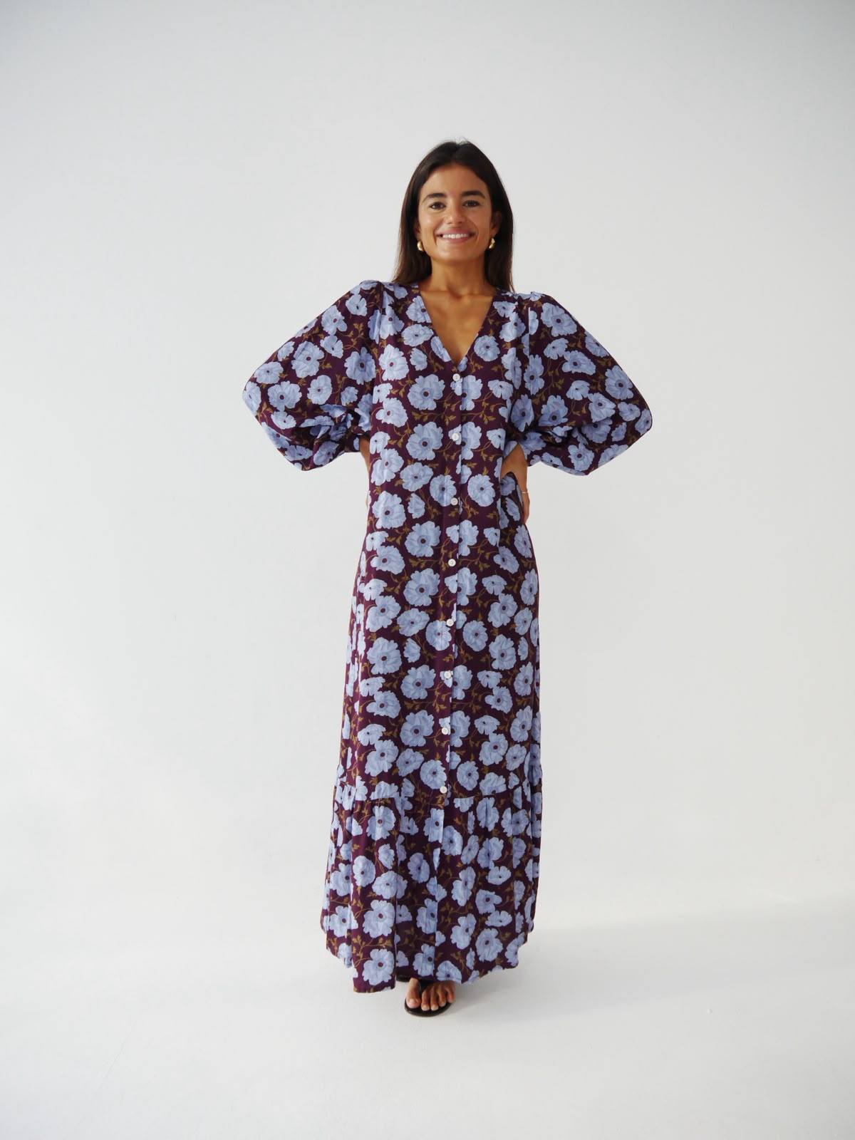 Robe longue fleurie boutonnée MICAELA, MINDTRAVELER