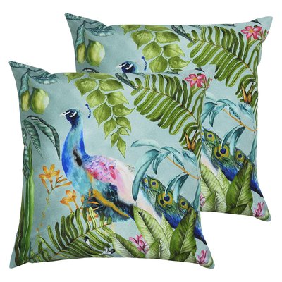 Peacock Outdoor Twin Pack Polyester Filled Cushions SO'HOME