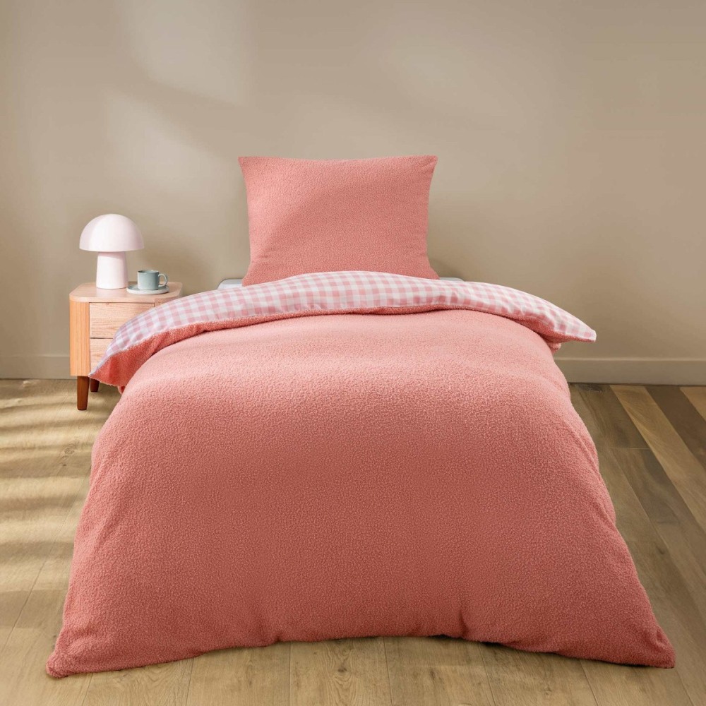 Housse De Couette 140x200 + 1 Taie D'oreiller Bouclette Rose, DECORATIE