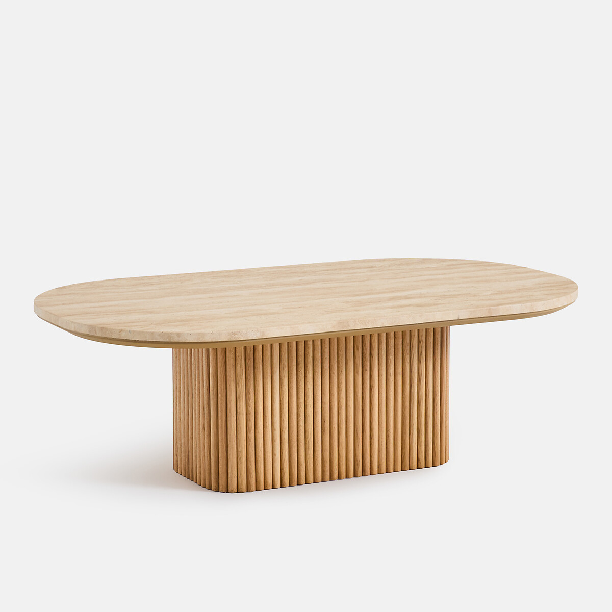 Table basse en plaqué chêne et travertin, TAMULA, LA REDOUTE INTERIEURS