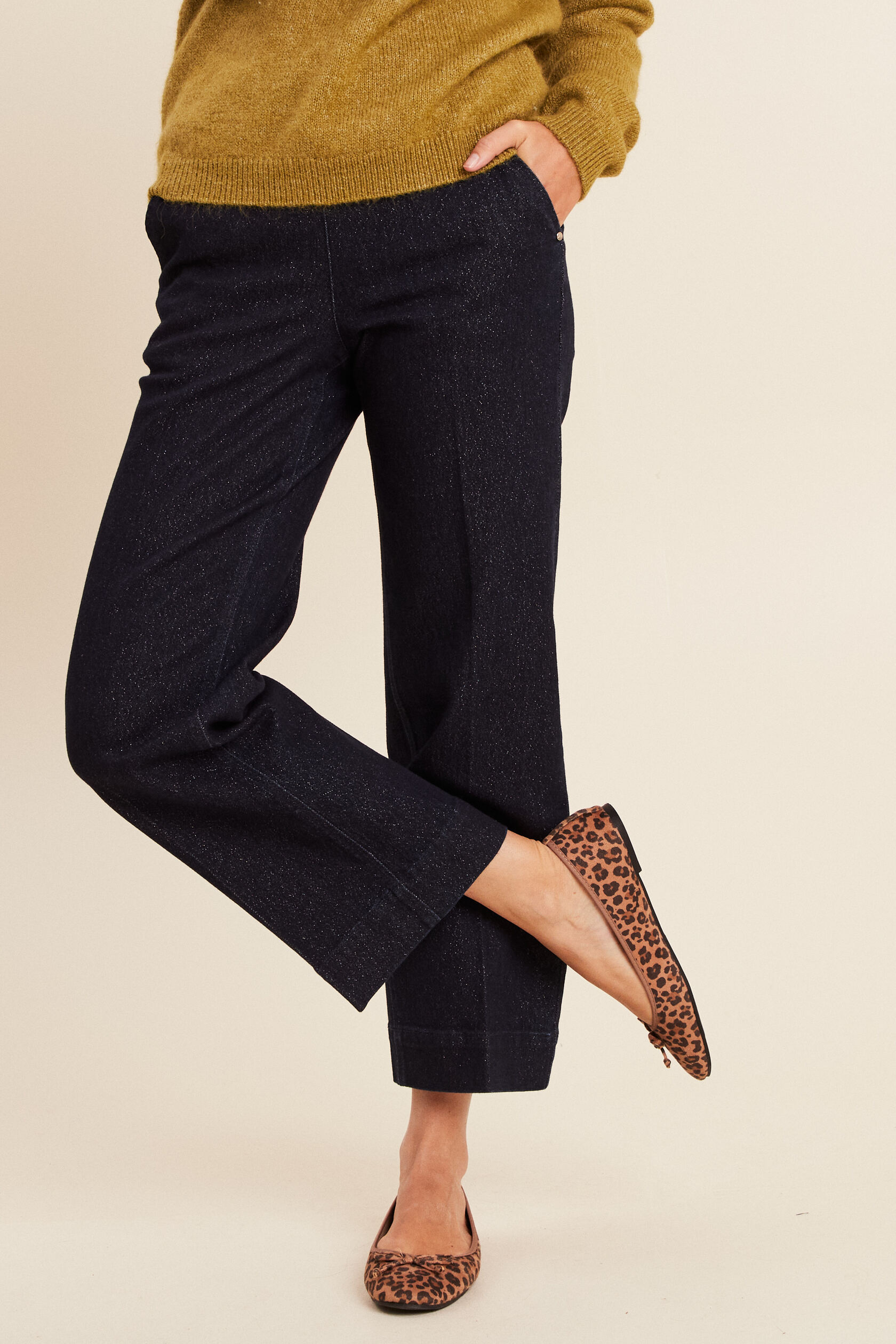 Jean large taille haute à paillettes, BREAL