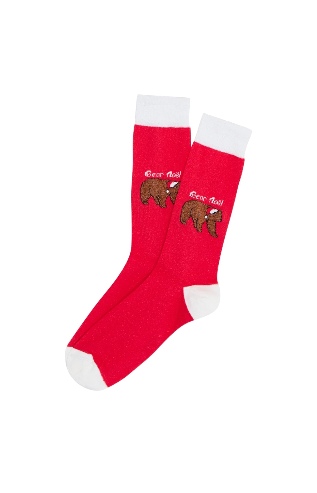 Chaussettes en coton imprimé Bear Noël Rouge Made in France, ARTHUR