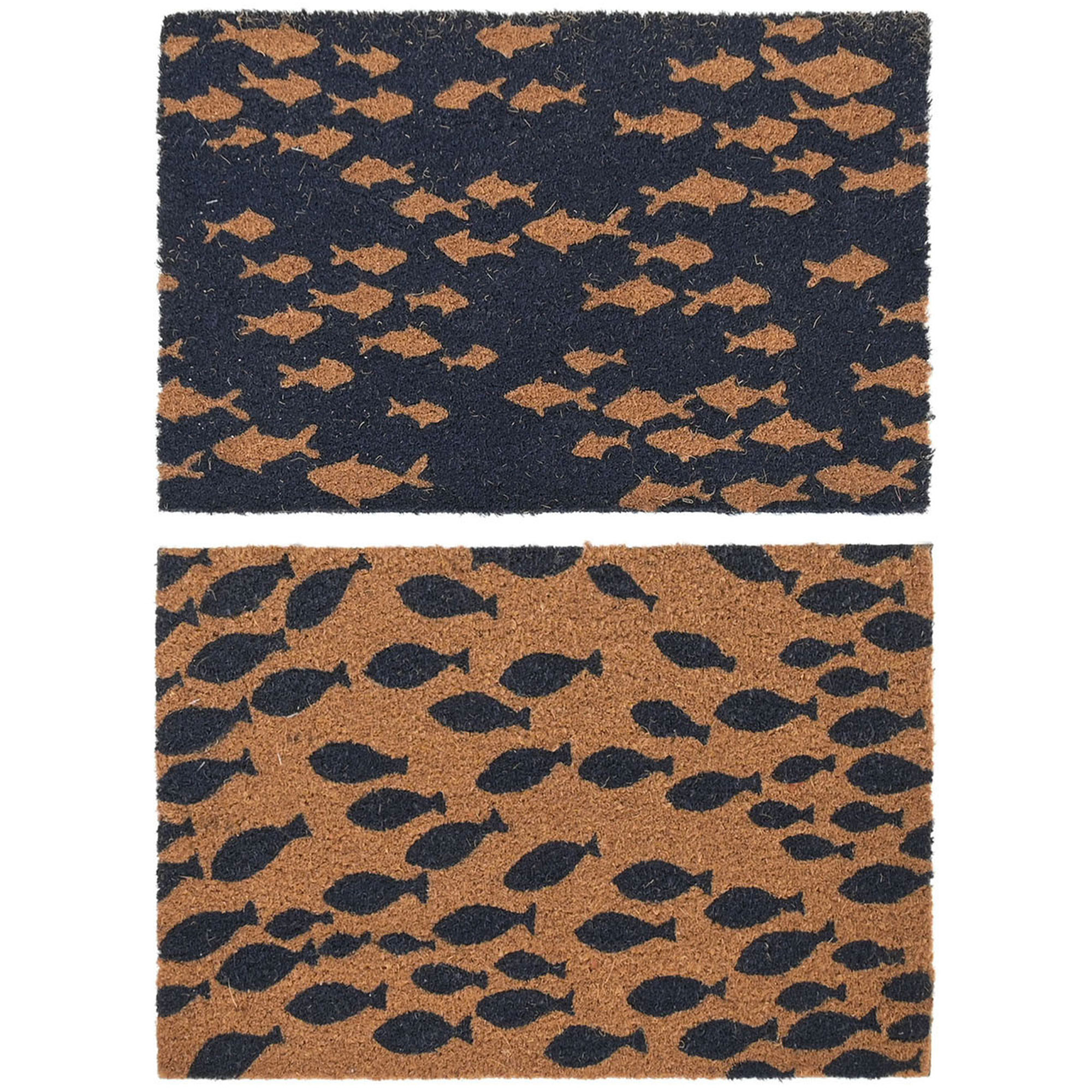 Set de 2 paillassons coco poissons 60x40x1,5cm, WADIGA