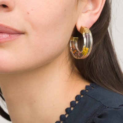 Hoop Earrings Inset with Flowers LA REDOUTE COLLECTIONS