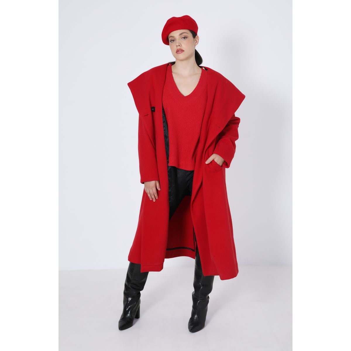 Manteau long rouge femme La Redoute