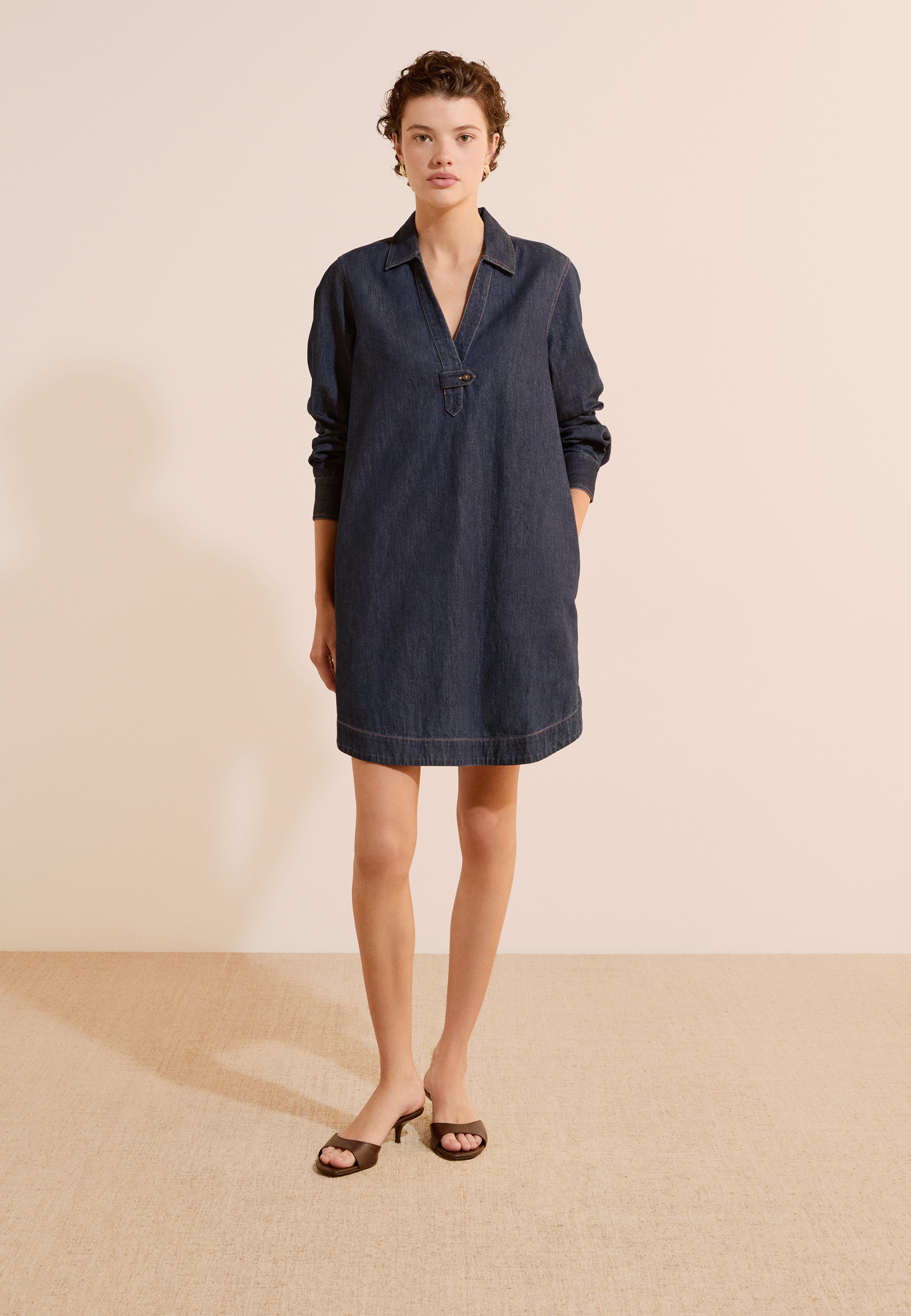 Robe courte à manches longues en jean CLOTHILDE, ETAM