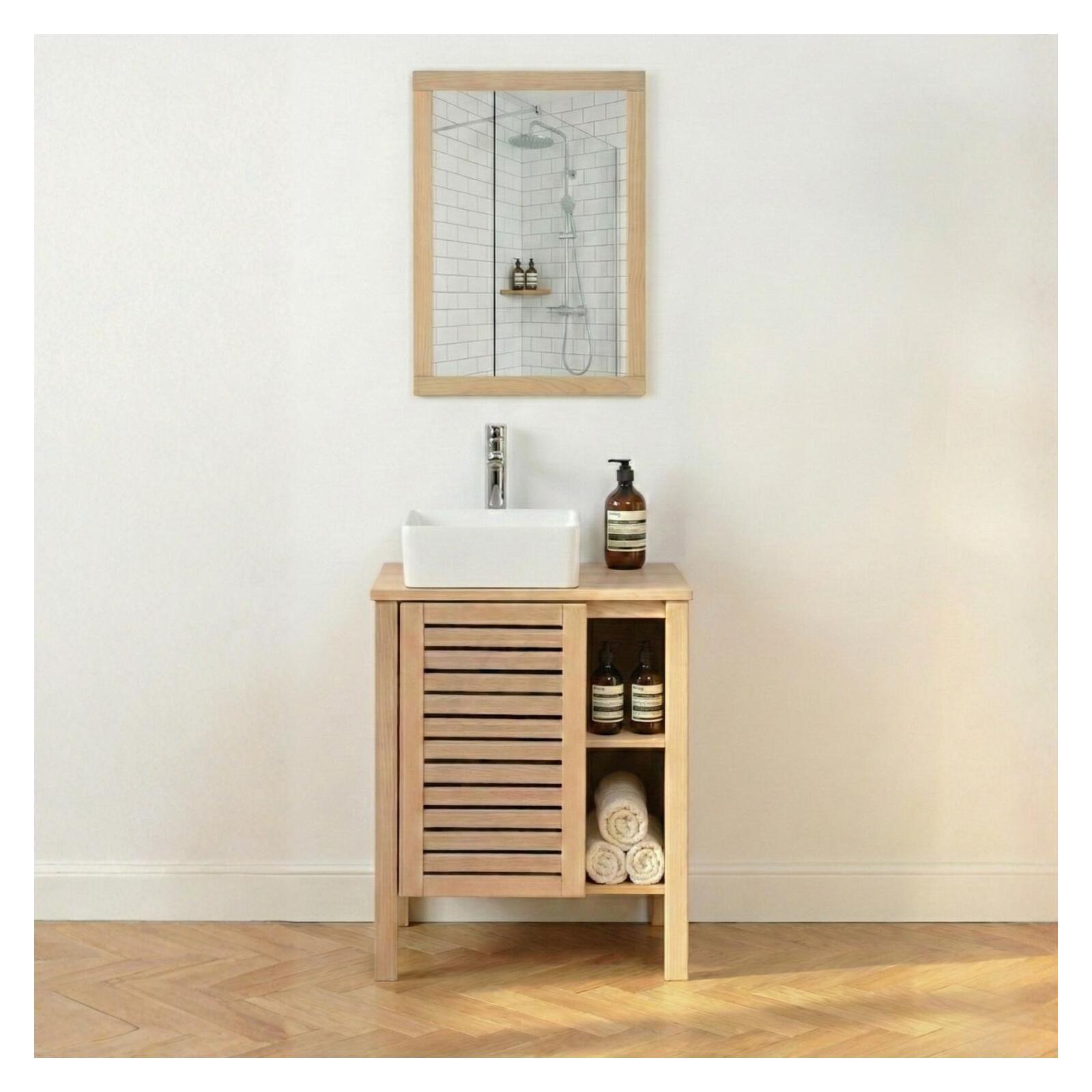 Meuble simple vasque sur pieds en chêne naturel 60 cm TALIX, MOB IN