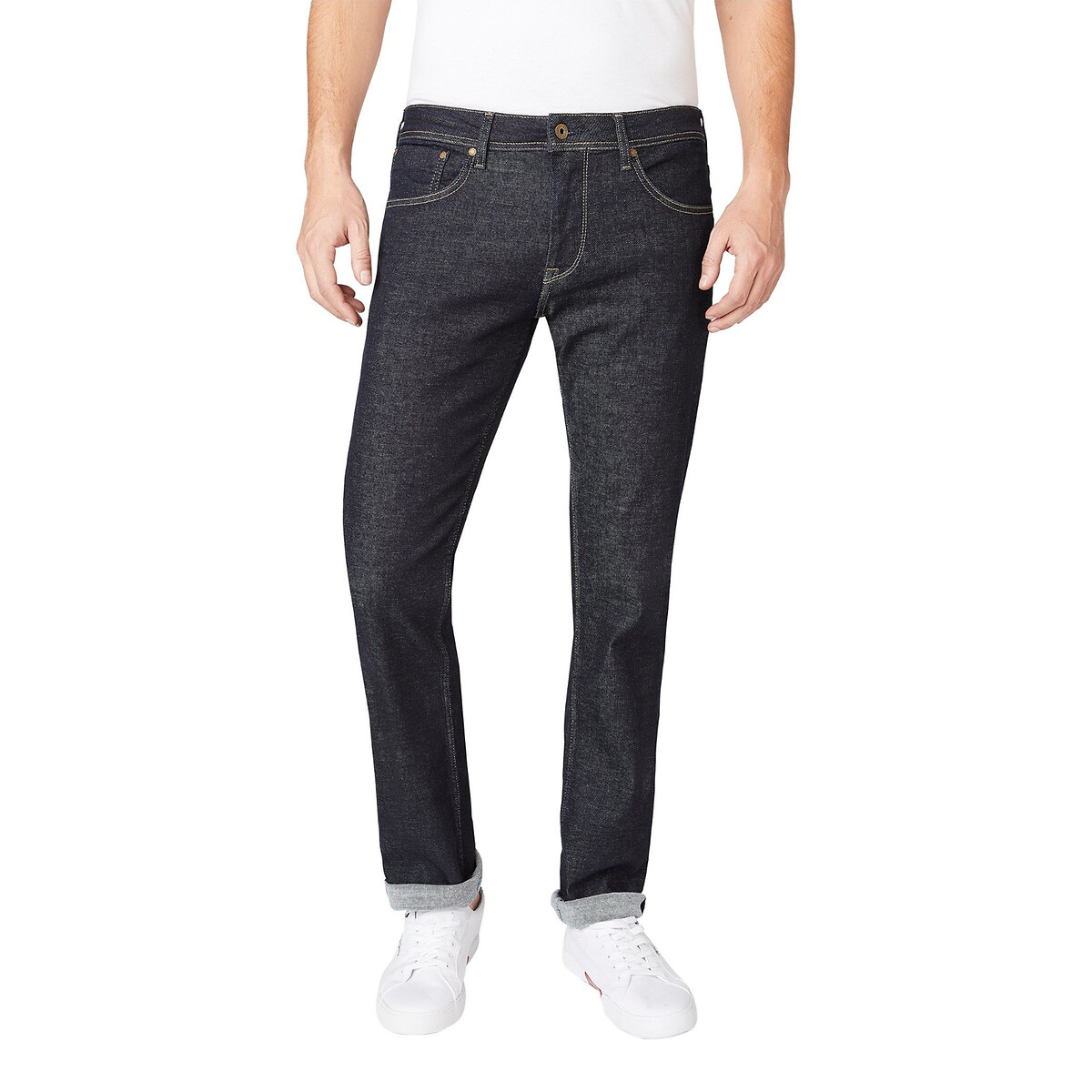 cash stretch straight jeans in mid rise