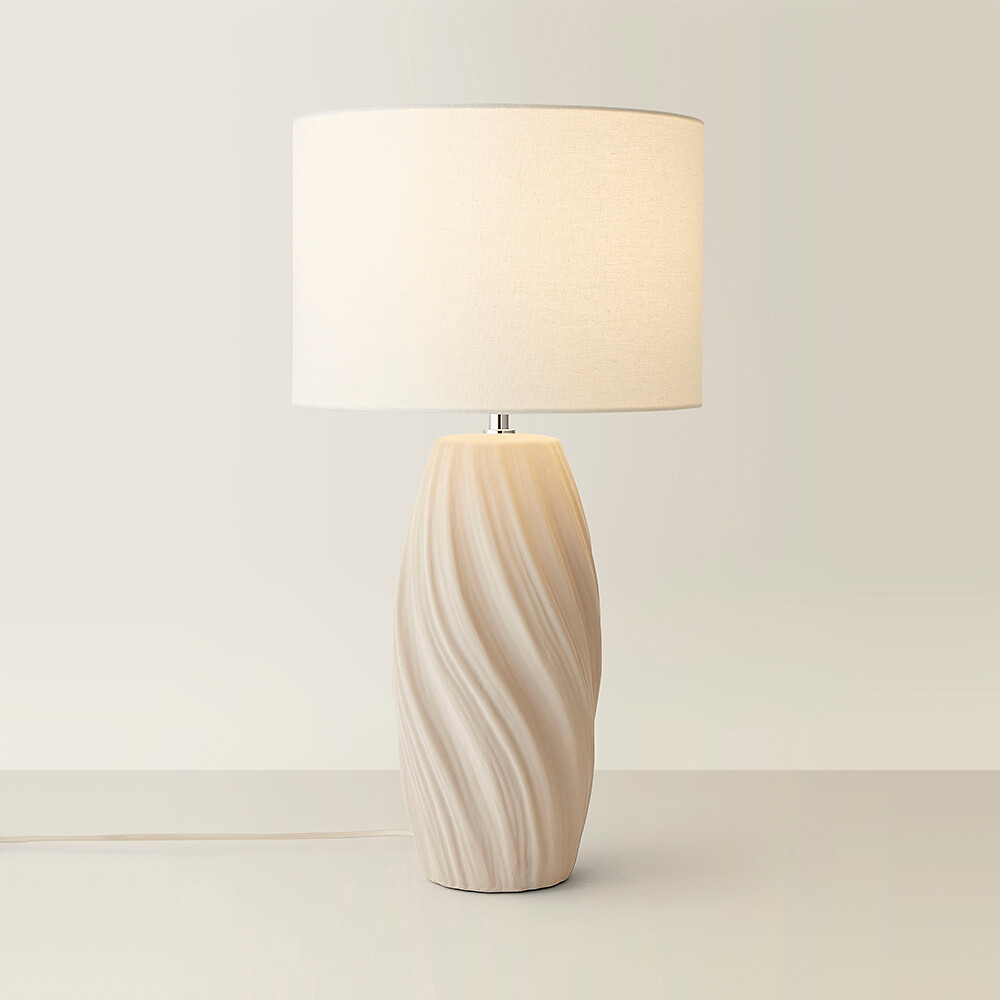 Lauri Swirl Table Lamp with Linen Drum Shade, SO'HOME