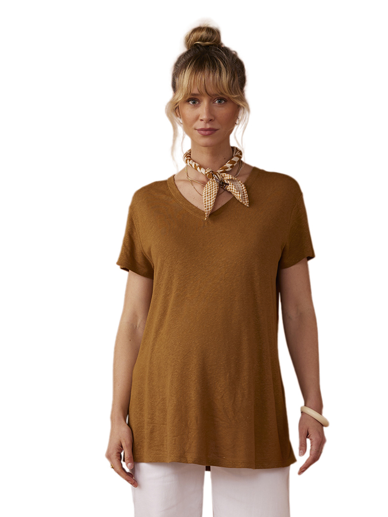 Tee-shirt grossesse col V effet lin, ENVIE DE FRAISE