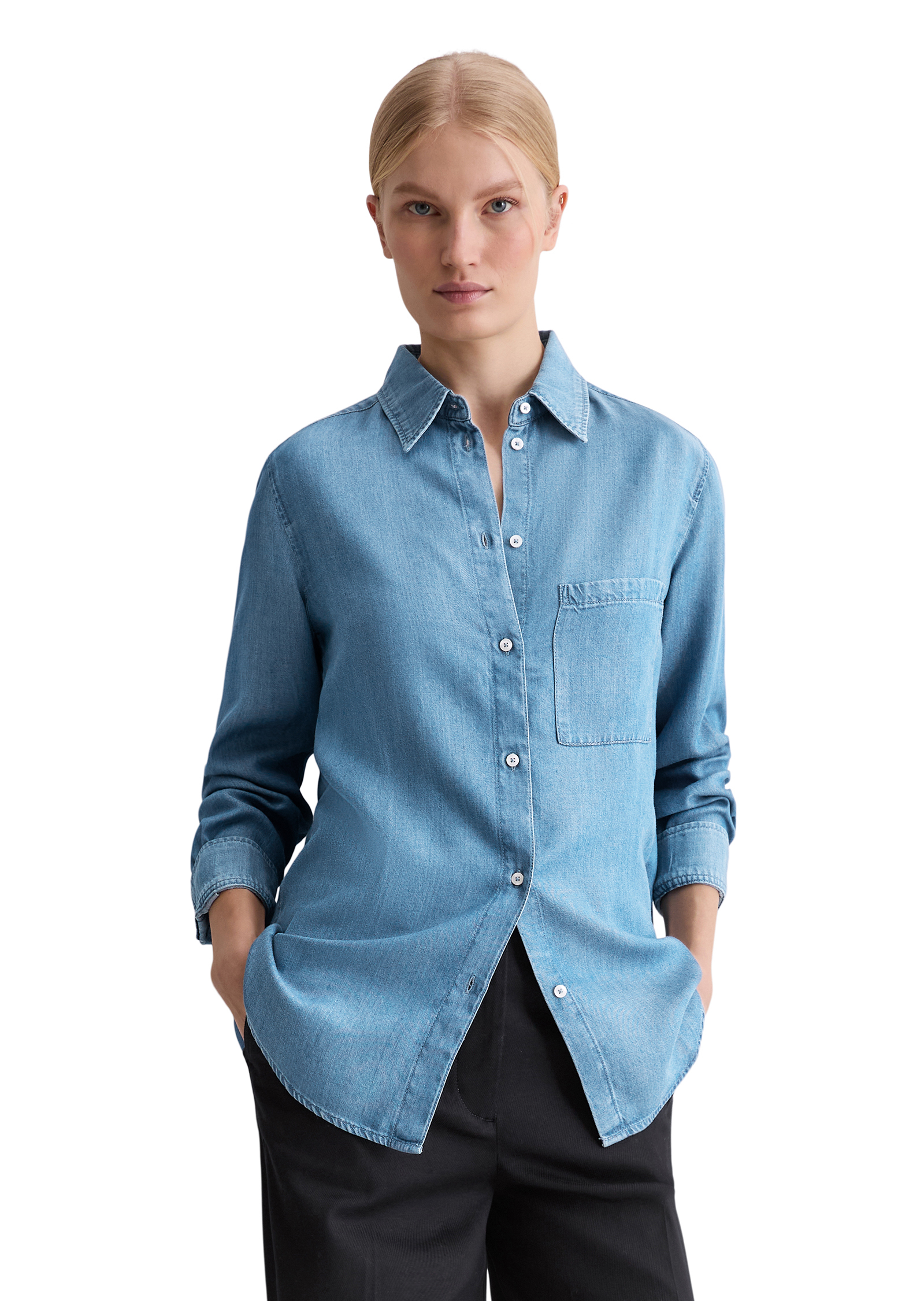Blouse en jean regular en TENCEL™ Lyocell, MARC O'POLO