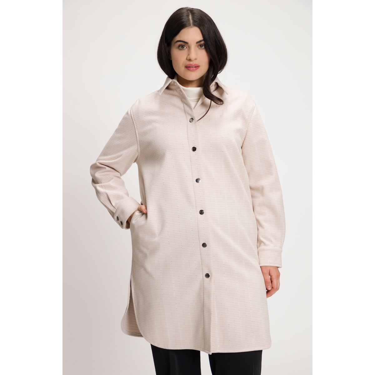 Veste chemisier gris/ beige Ulla Popken | La Redoute