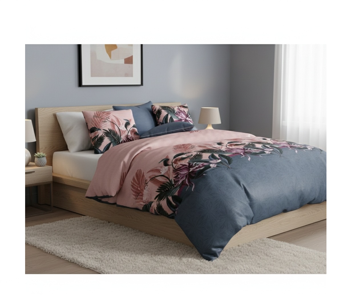 Parure de lit en double gaze de coton Floria, EDEN