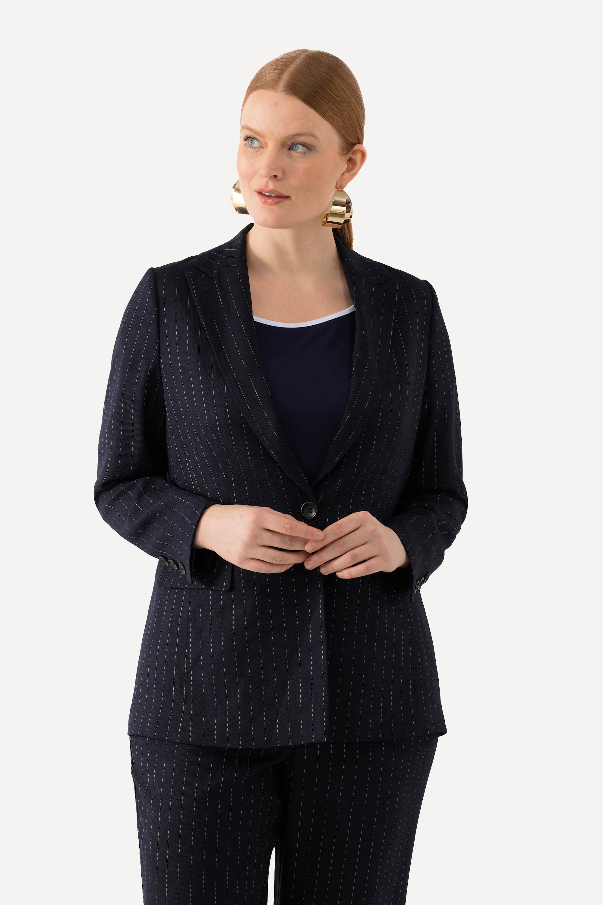 Blazer, rayures fines, col à revers, ULLA POPKEN