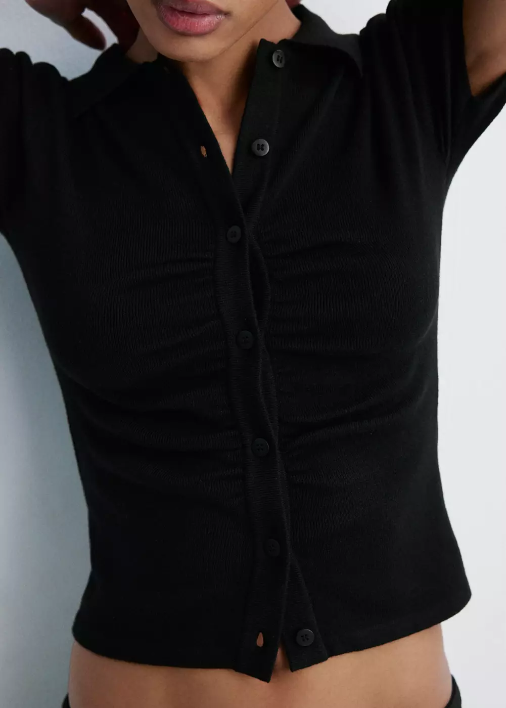 Cardigan côtelé à col polo, MANGO