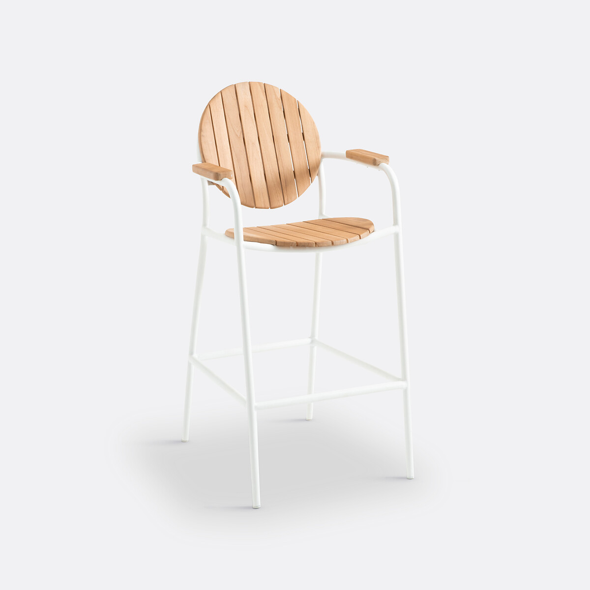 Hoge tuinstoel in aluminium en teak Chassagne