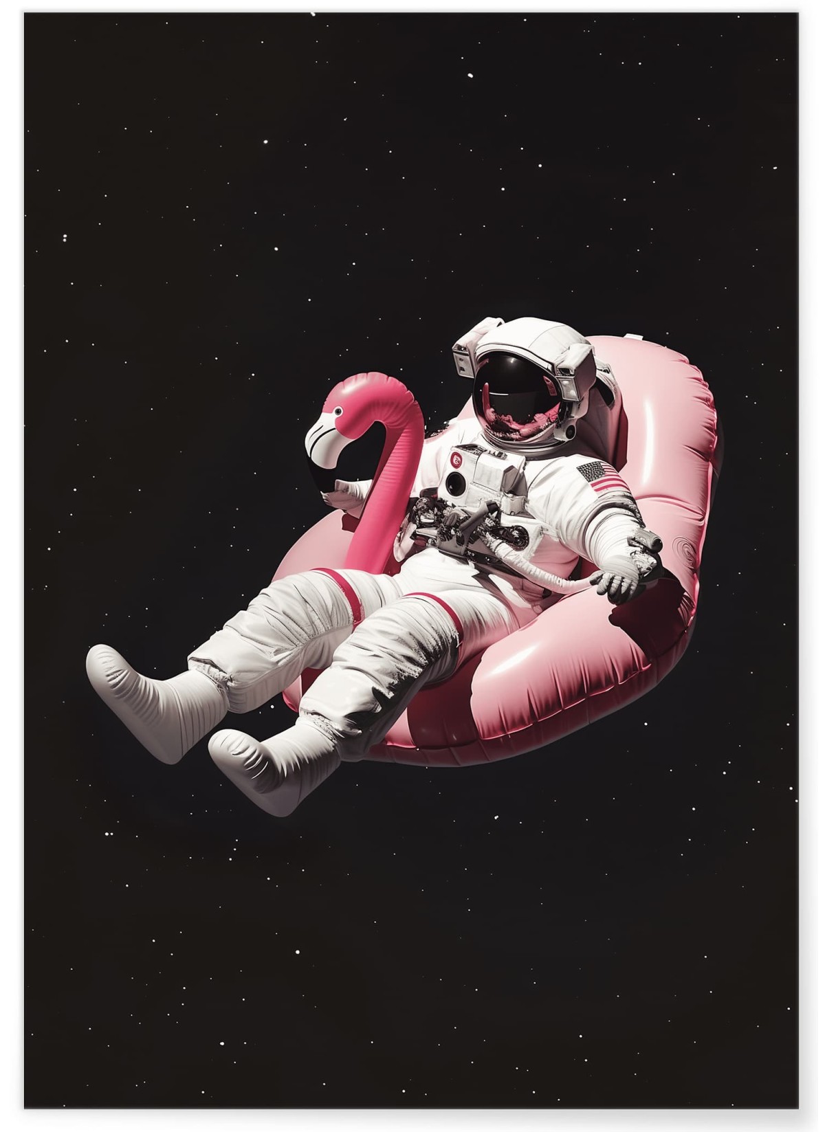 Affiche Astronaute sur Bouée Flamant Rose, L'AFFICHERIE