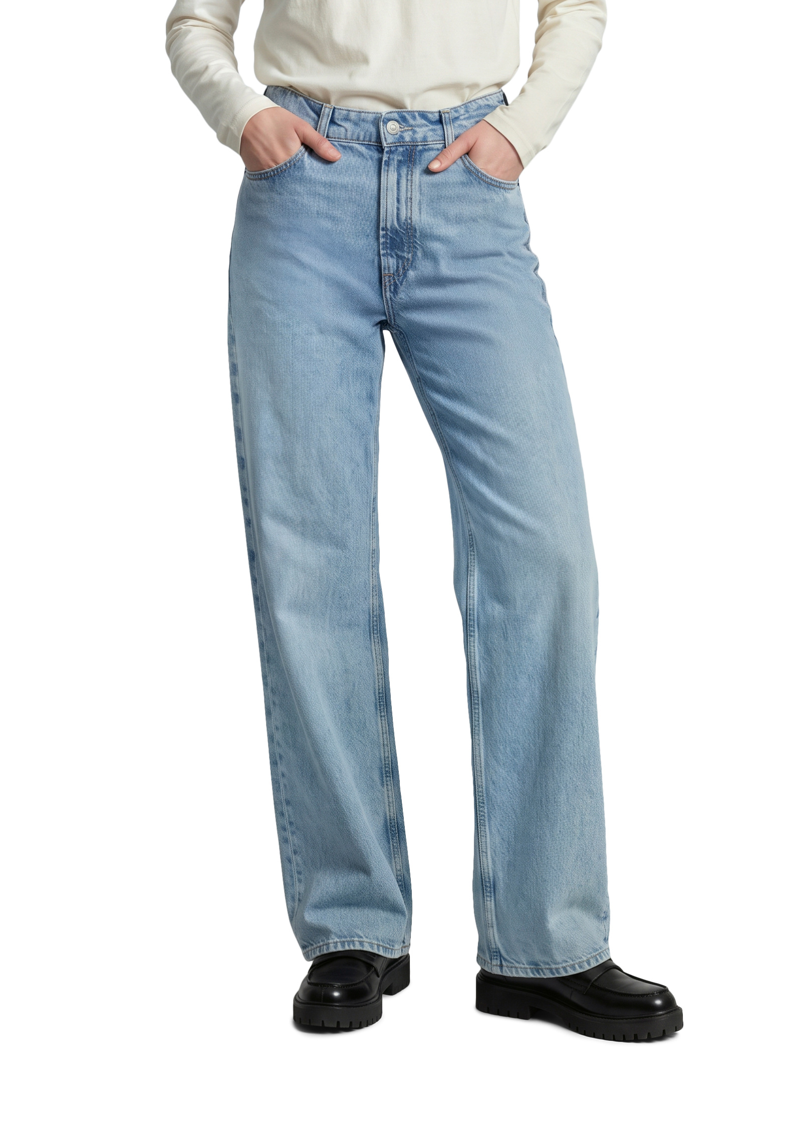Jeans modèle Tomma large en qualité légère de coton bio, MARC O’POLO DENIM
