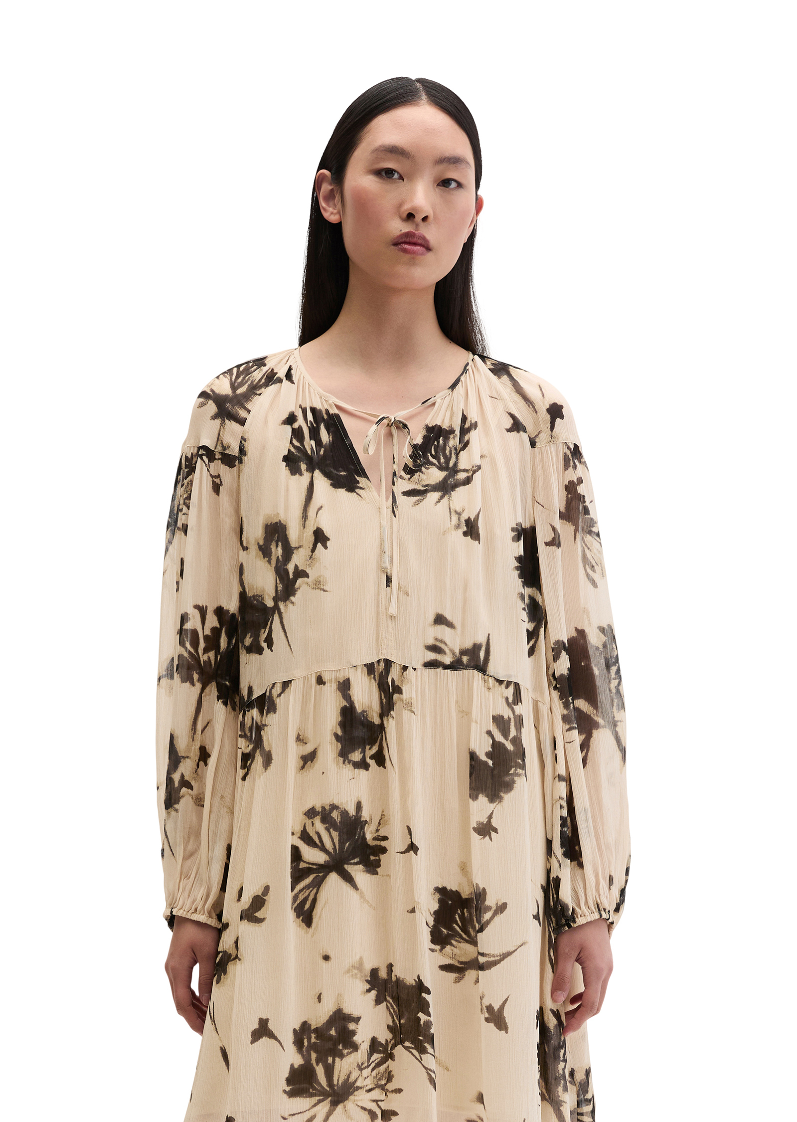 Robe imprimée loose en viscose froissée, MARC O'POLO