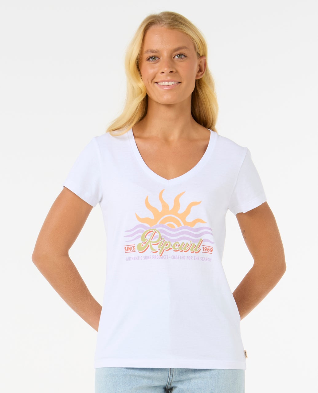 T-shirt CALA V-NECK TEE, RIP CURL