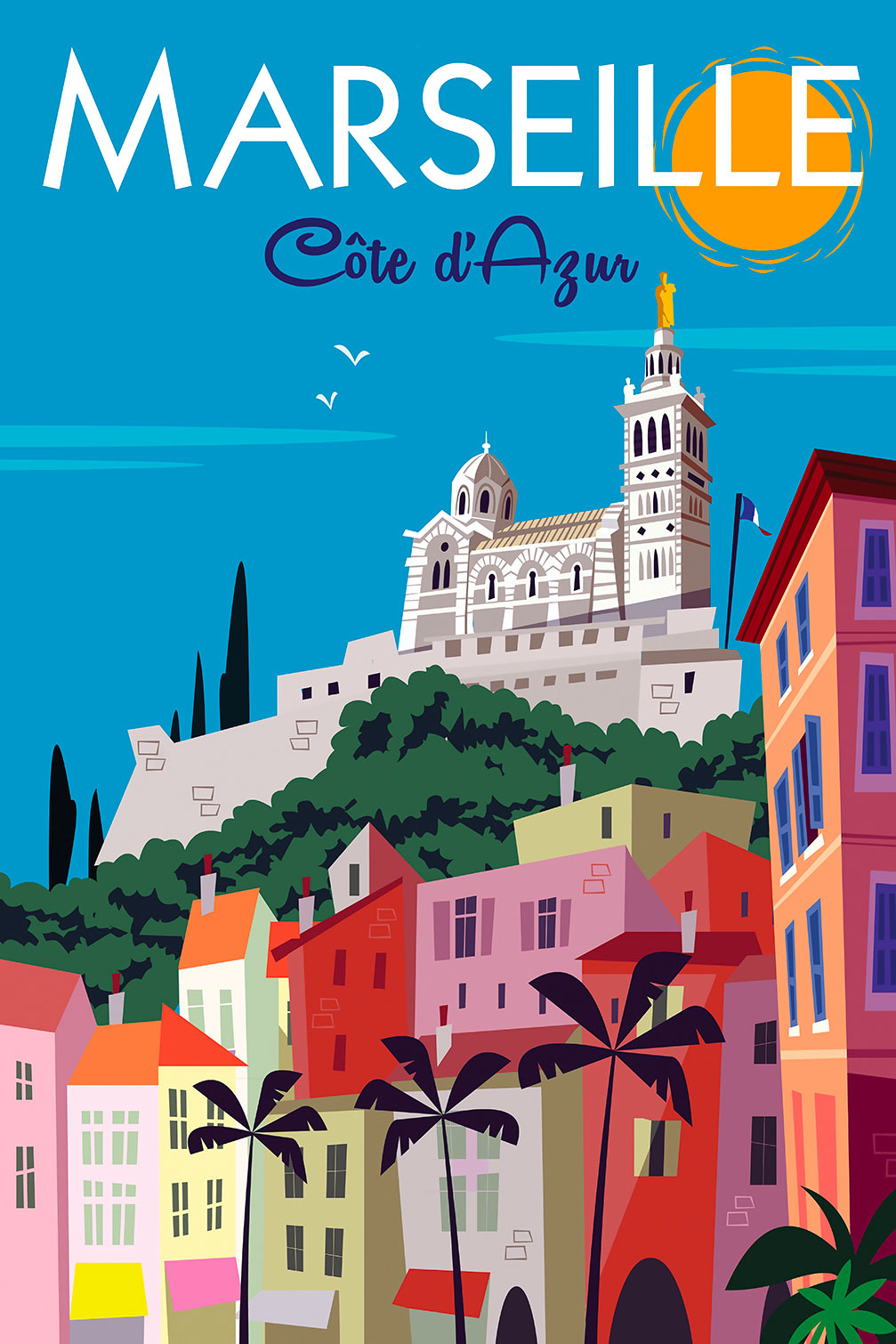 Tableau dessin vintage marseille, HEXOA