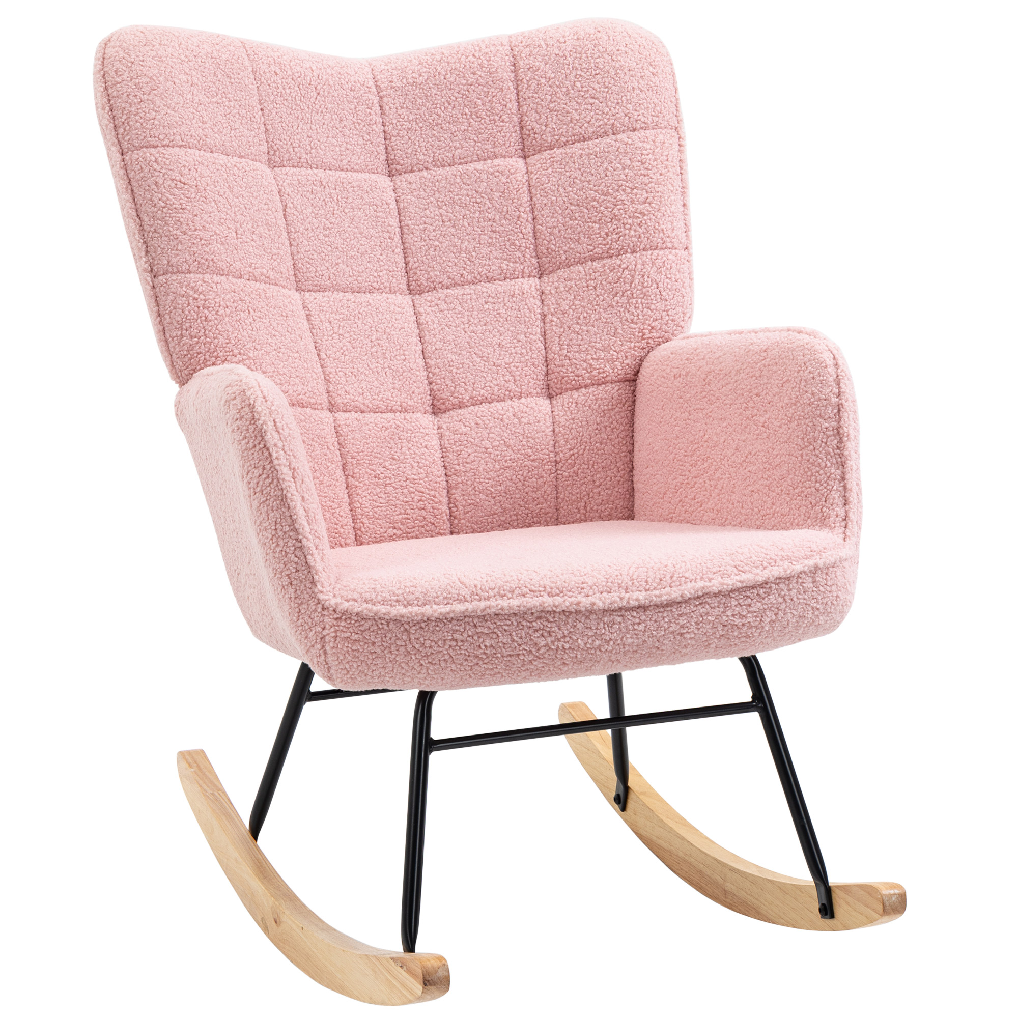 Fauteuil à bascule Imitation cachemire Rose, HOMCOM