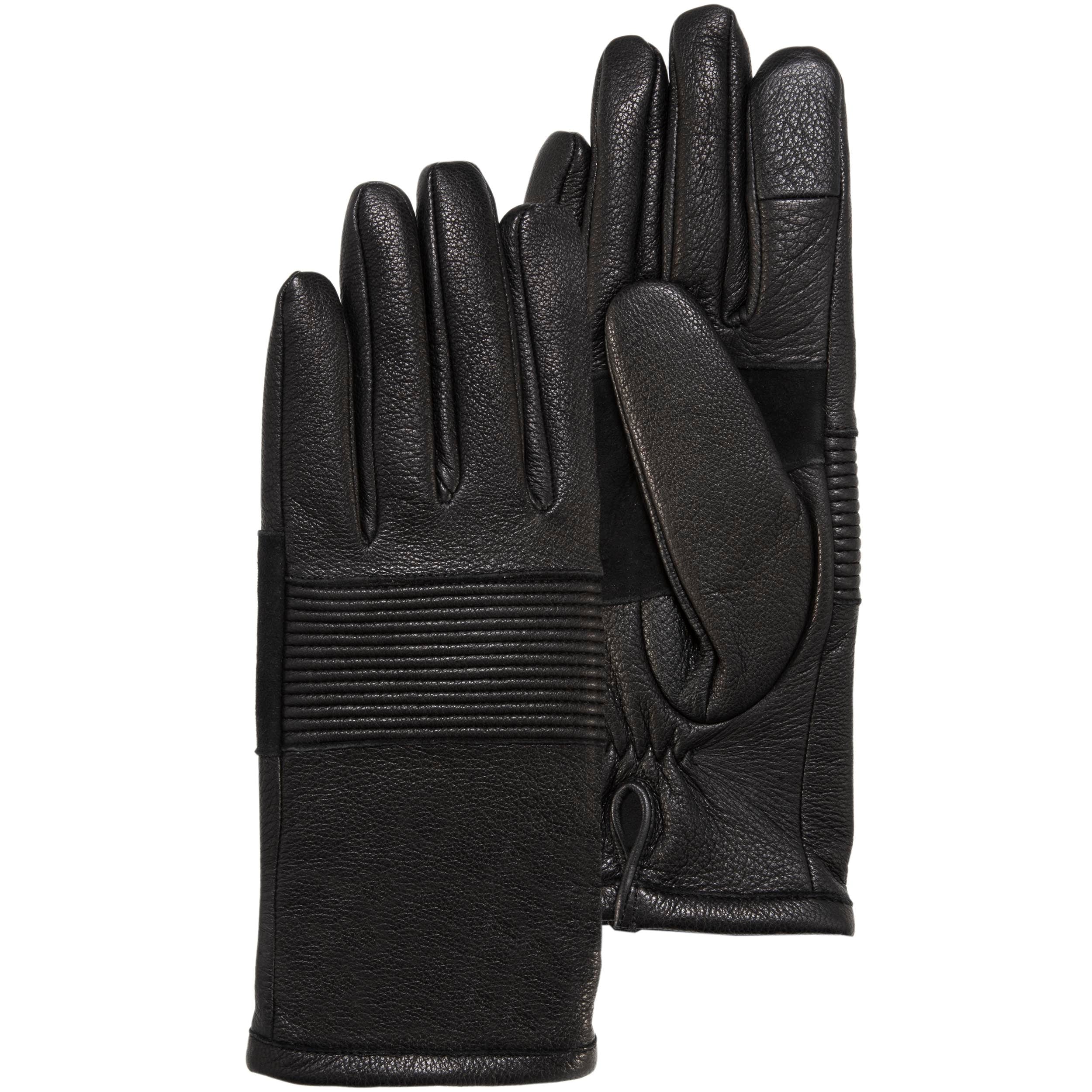 Gants tactiles, en cuir de chèvre, doublés imitation micro- imitation fourrure, ISOTONER