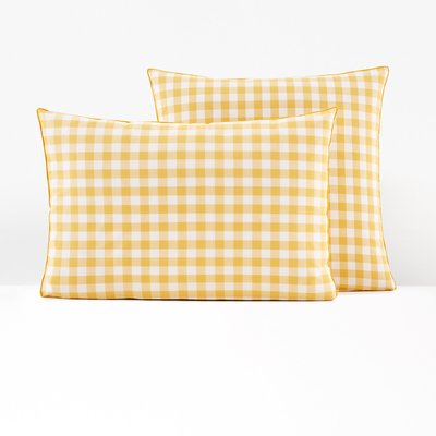 Veldi Yellow Gingham Check 100% Cotton Pillowcase LA REDOUTE INTERIEURS