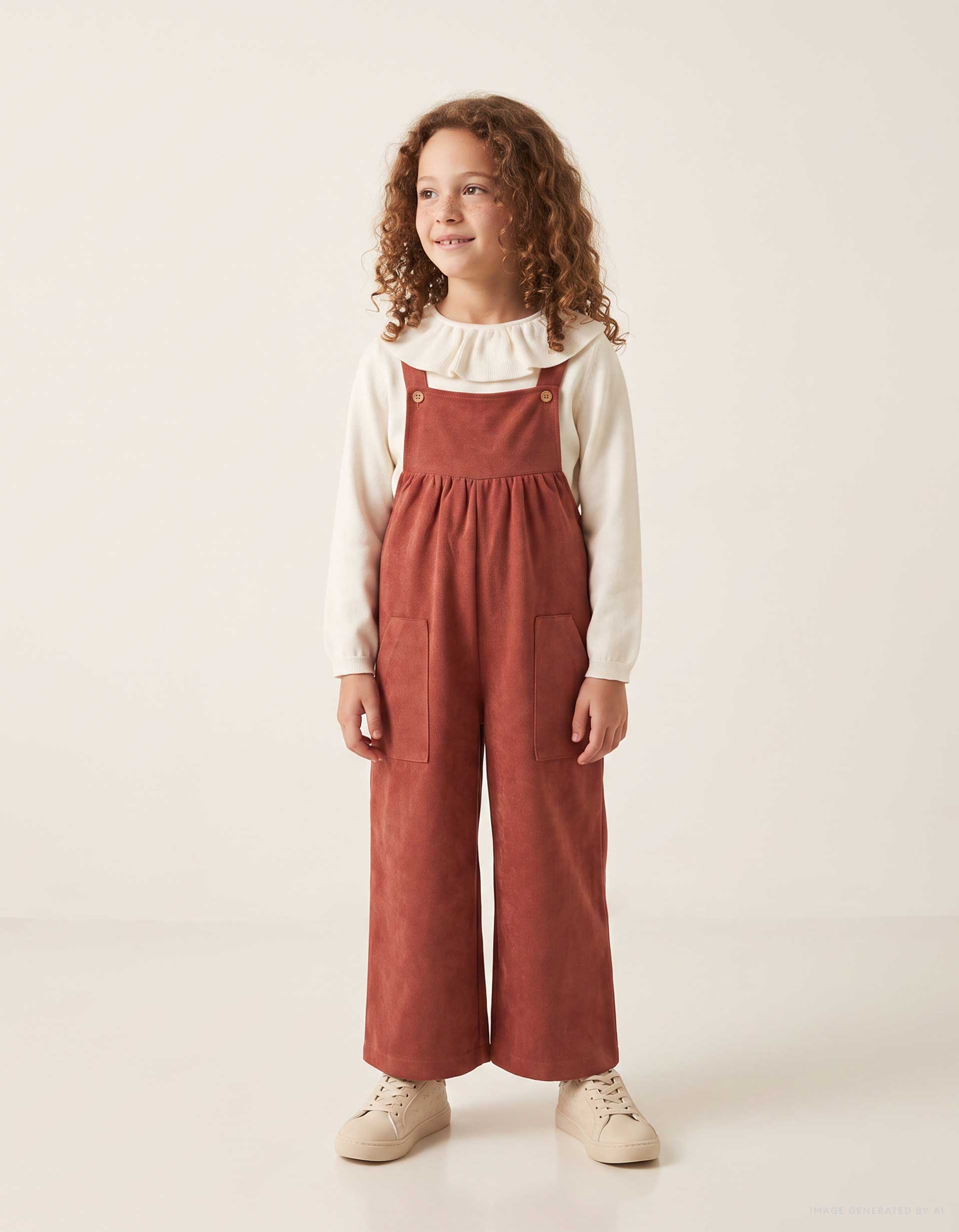 Salopette à jambe large en maille interlock avec poches, ZIPPY