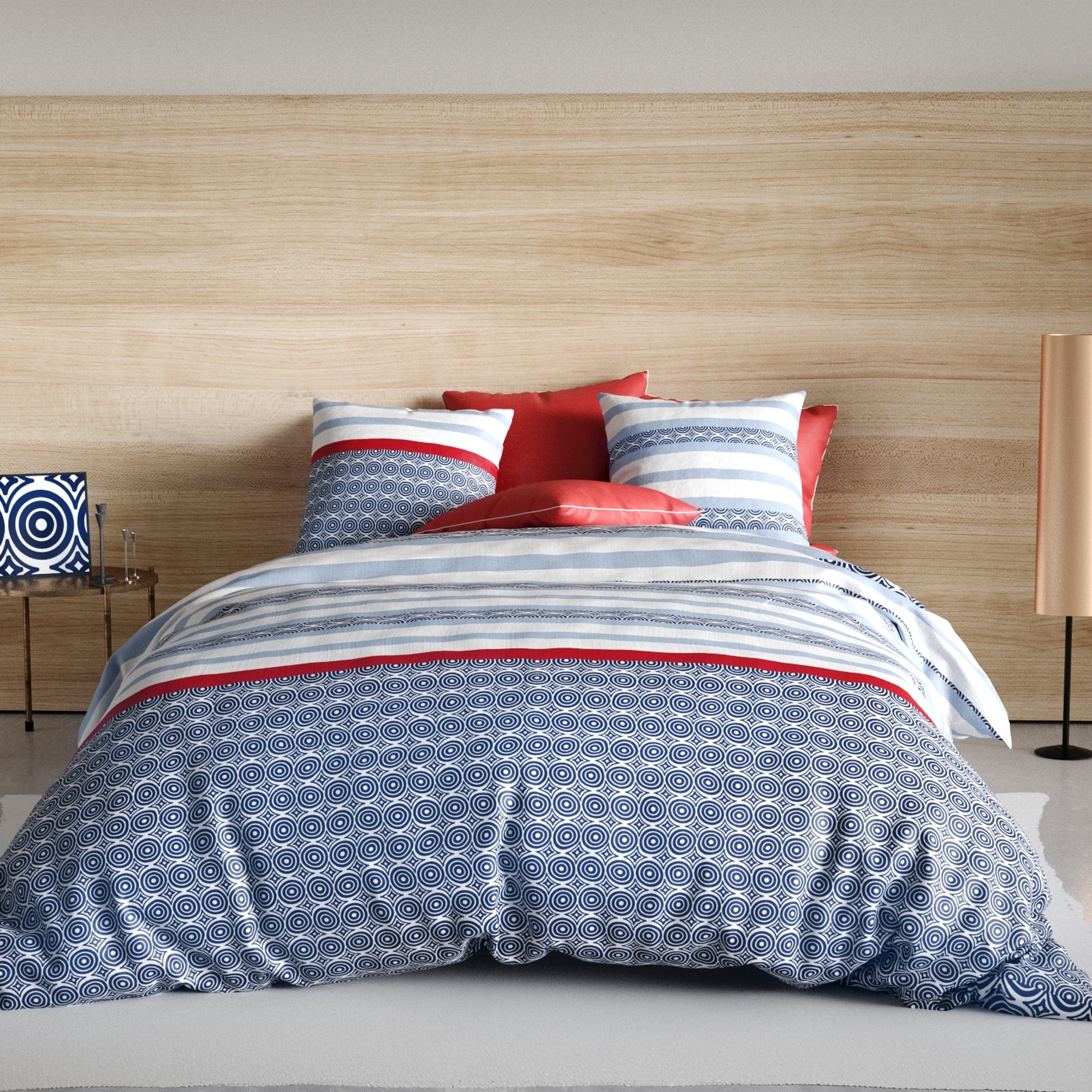 Parure de lit en 100% coton à motifs avec housse de couette + taie d’oreiller, EDEN