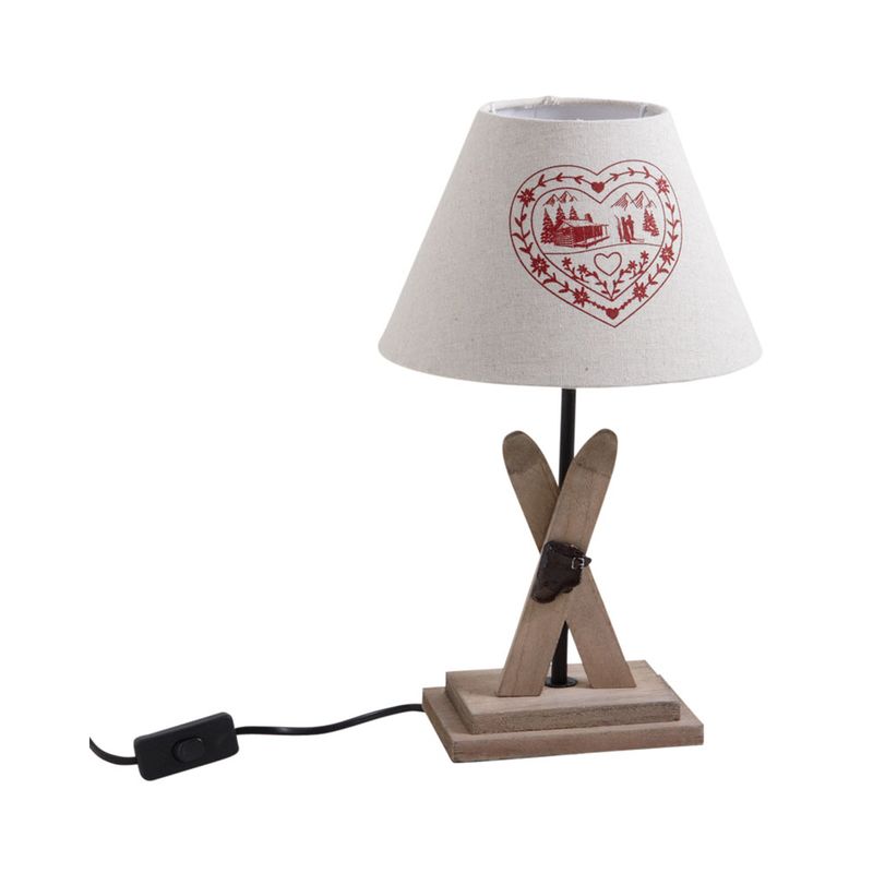 Lampe avec pied en bois décor ski (lot de 2) Couleur rouge Aubry