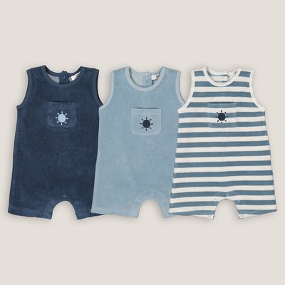 Pack of 3 Rompers in Cotton Towelling Mix LA REDOUTE COLLECTIONS