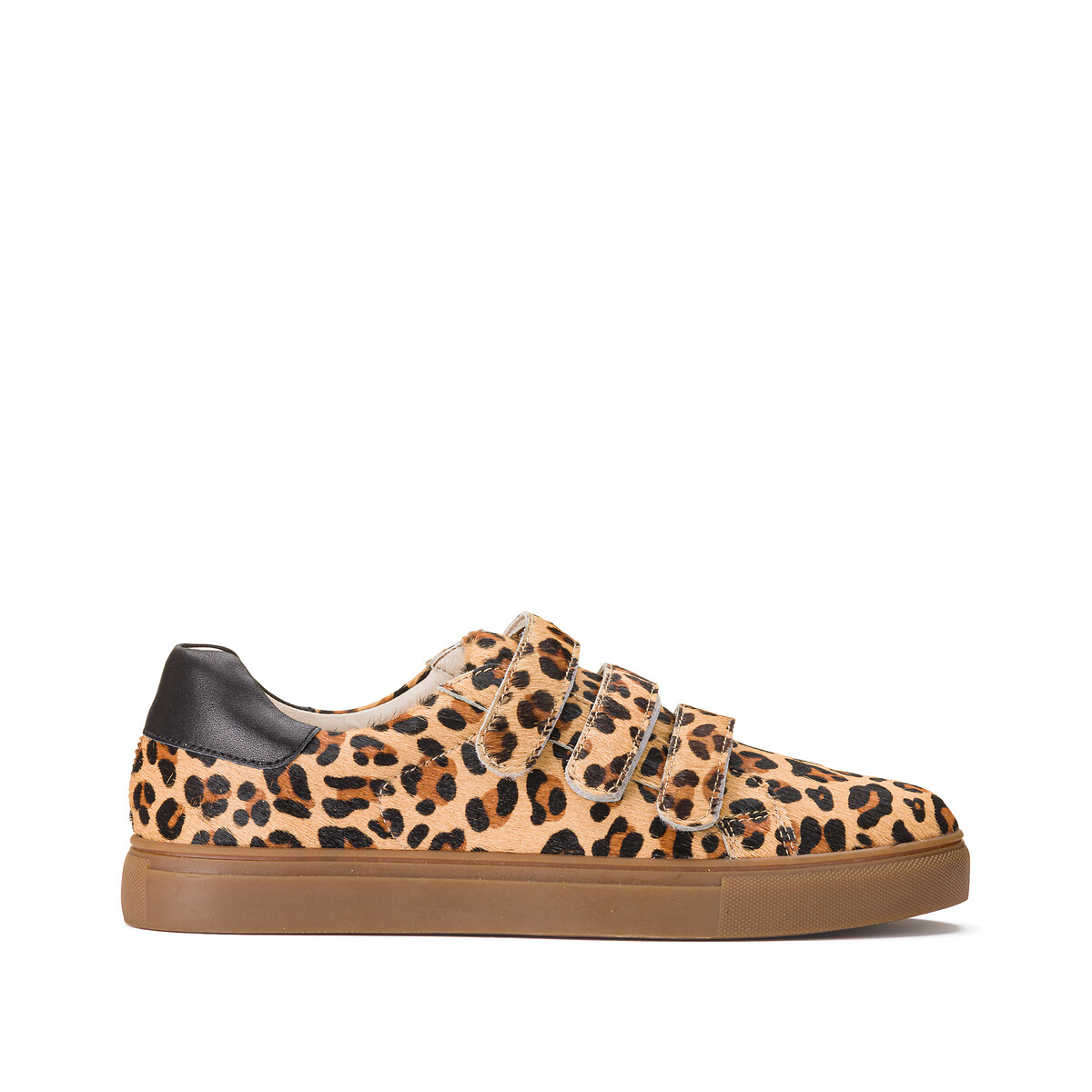 LA REDOUTE COLLECTIONS Leren sneakers met klittenband, luipaardprint